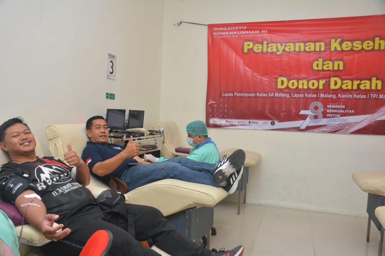 Donor Darah Petugas Lapas Kelas I Malang Dalam Rangka HDKD & HUT RI ke-78